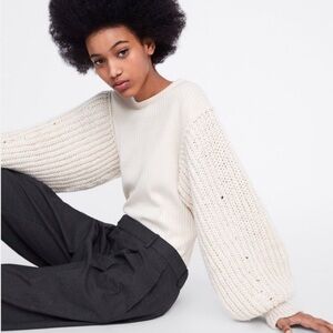 ZARA ribbed top with sweater knit sleeves